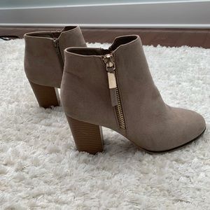 Taupe suede booties